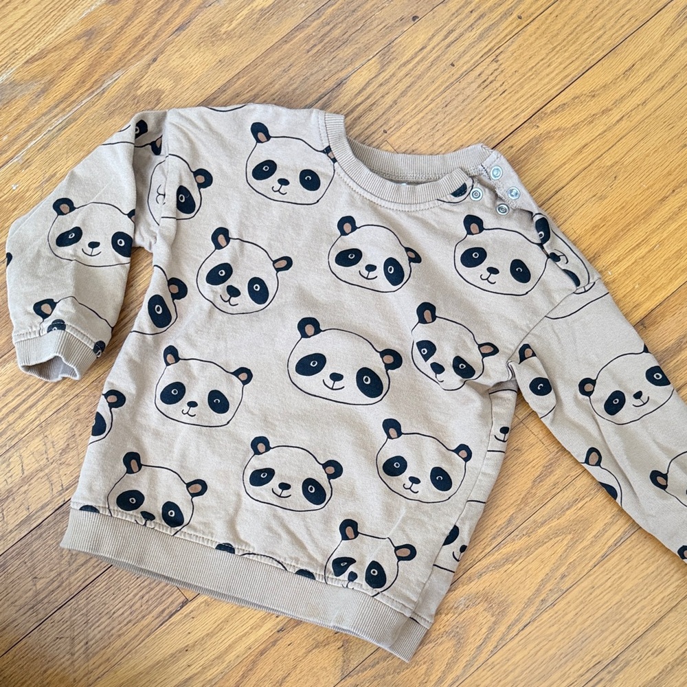 H&M Tan Panda Print Kids Sweatshirt